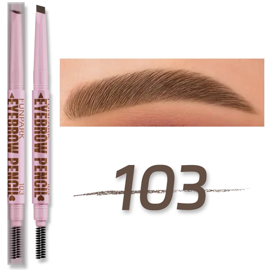 Lápis de sobrancelha 2 em 1 profissional, maquiagem para mulheres, 5 cores, à prova d'água, para sobrancelhas, com efeito tatuagem e longa duração.