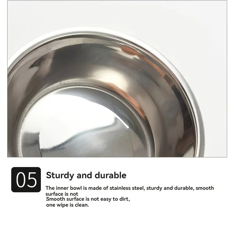 Conjunto de 1 Tigela Dupla em Aço Inoxidável para Cães e Gatos - Base Antiderrapante - Ideal para Água e Comida - Fácil de Limpar