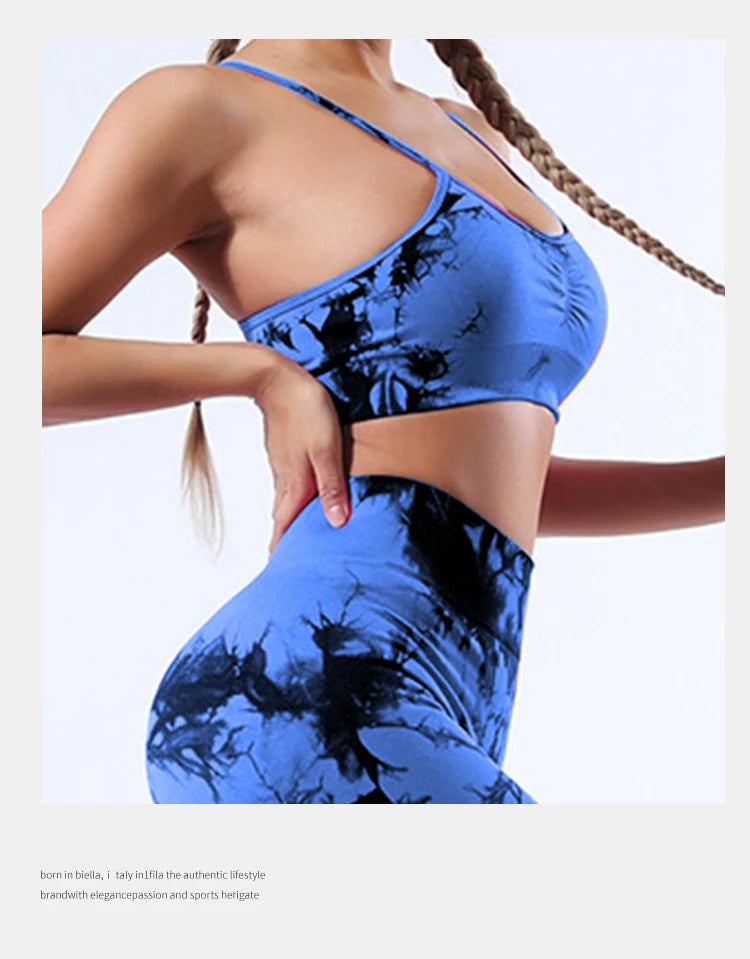 Colete feminino  com estampa tie-dye e alças sem costura, ideal para ioga, academia, esportes e corrida.