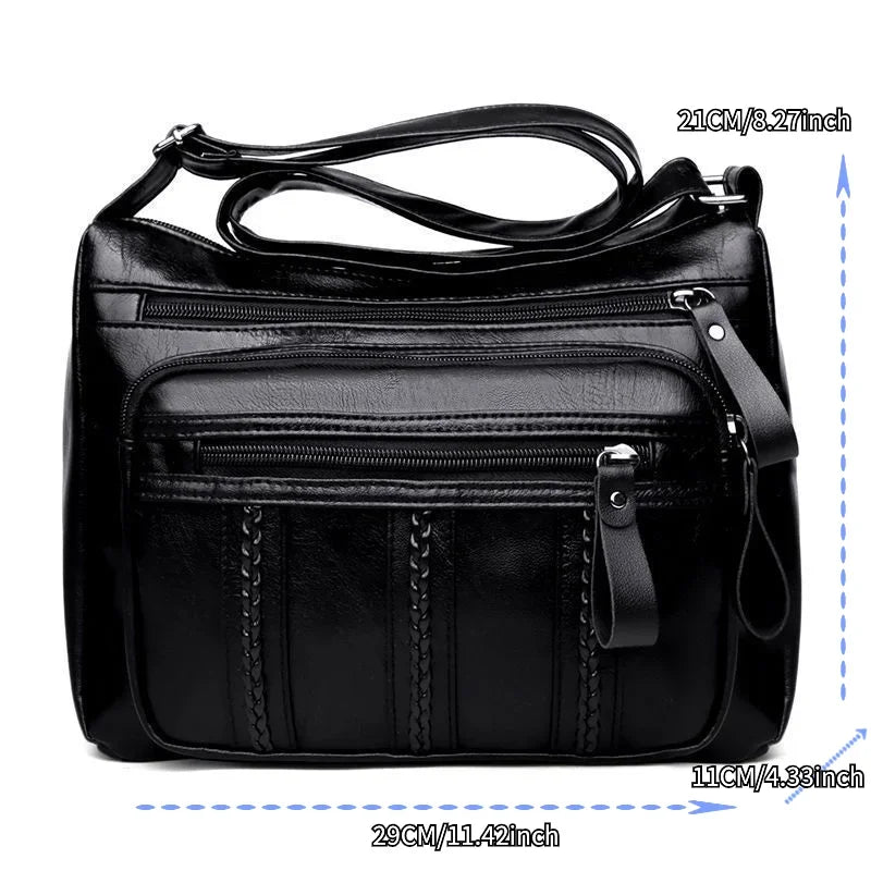 Bolsa feminina grande capacidade, multicamadas, leve