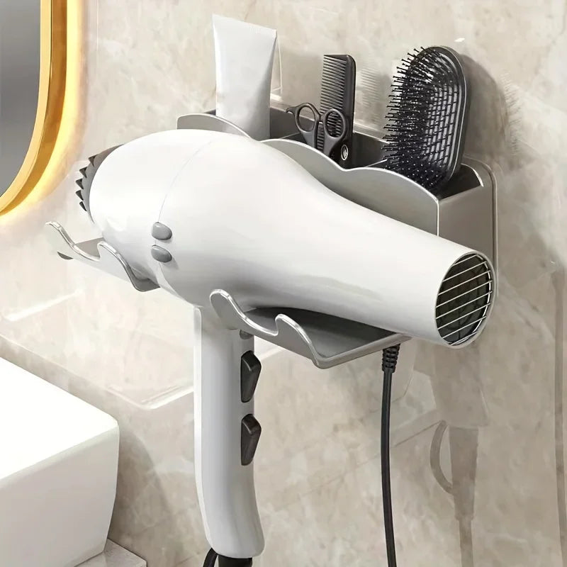 Suporte para secador de cabelo (1 unidade), suporte de parede para banheiro sem furos, organizador
