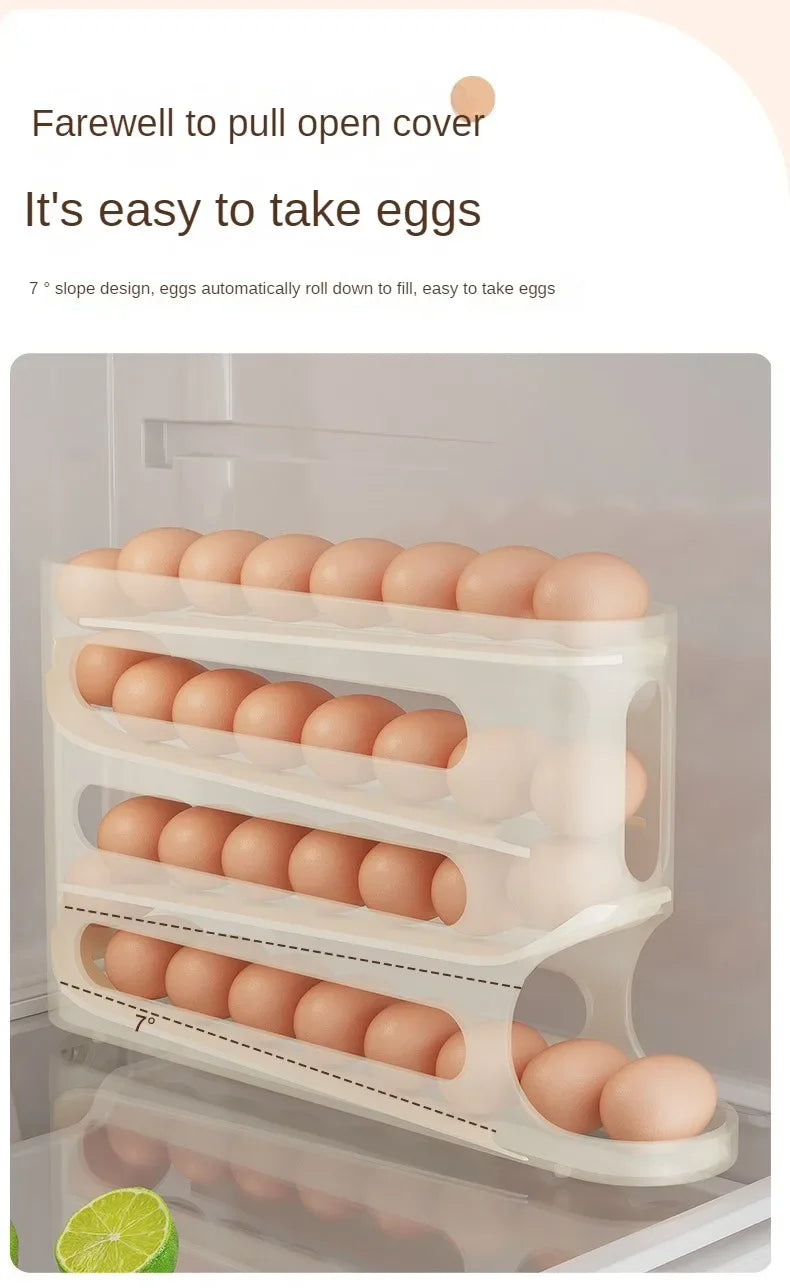 Organizador de Ovos com Rolagem Automática para Geladeira – Economia de Espaço e Organização Inteligente 🥚✨🏠📦