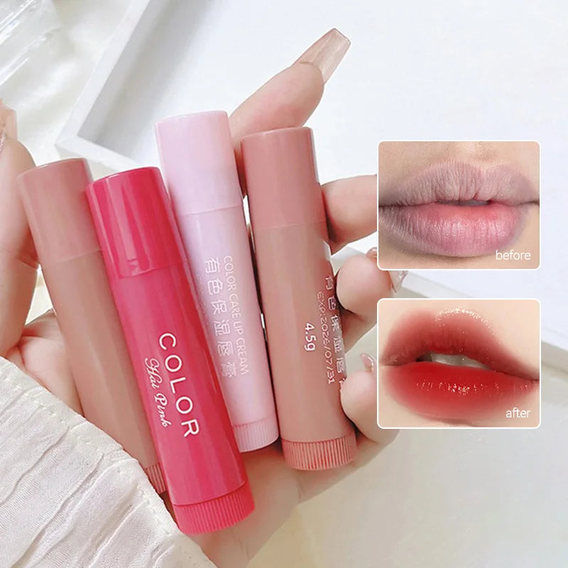 Conjunto de 3 bálsamos labiais hidratantes com cor HAIPINK - Hidratam, atenuam linhas nos lábios e previnem rachaduras.