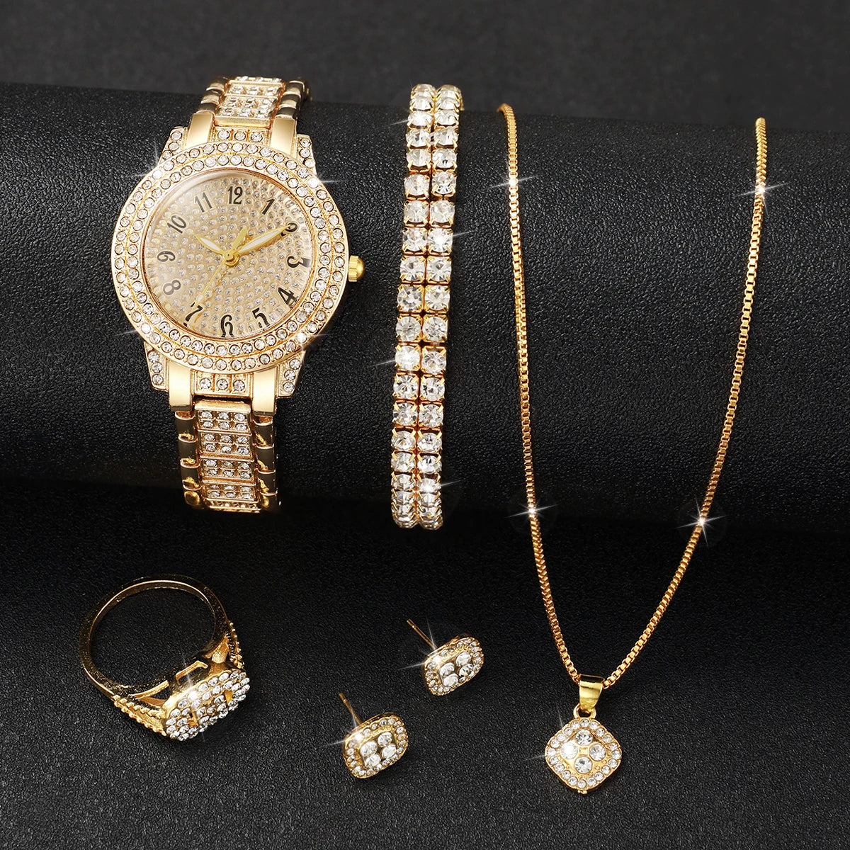 Conjunto de 6 Relógios Femininos de Quartzo Analógicos com Pulseira de Aço (Sem Caixa)