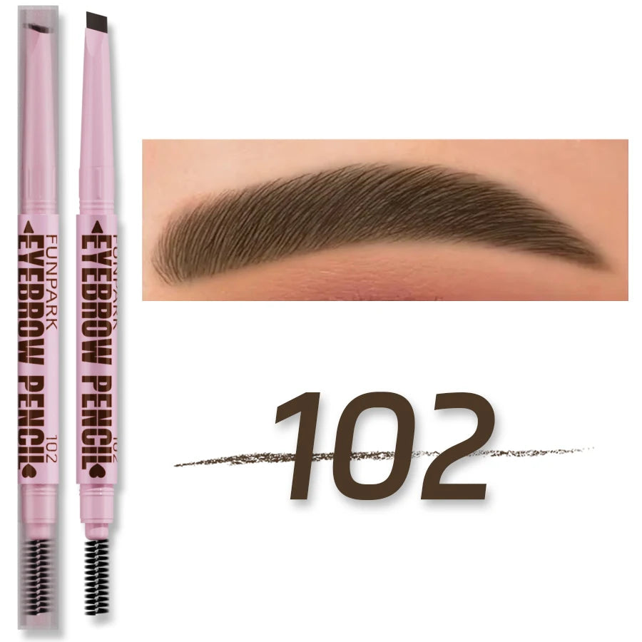 Lápis de sobrancelha 2 em 1 profissional, maquiagem para mulheres, 5 cores, à prova d'água, para sobrancelhas, com efeito tatuagem e longa duração.