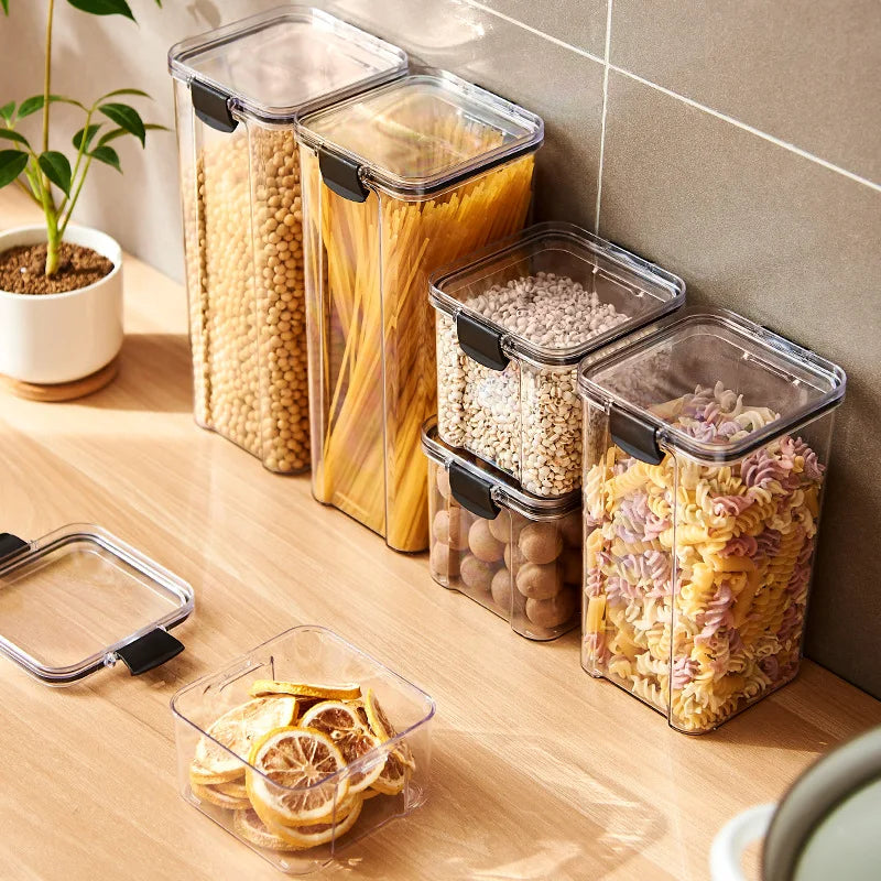 Conjunto de Potes Herméticos para Armazenamento de Grãos e Temperos na Cozinha - Ideal para Cozinhar Grãos e Temperos.