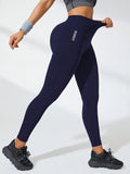 Leggings femininas de cintura alta, macias, com controle abdominal, modeladoras, pretas, para ioga, treino e corrida.