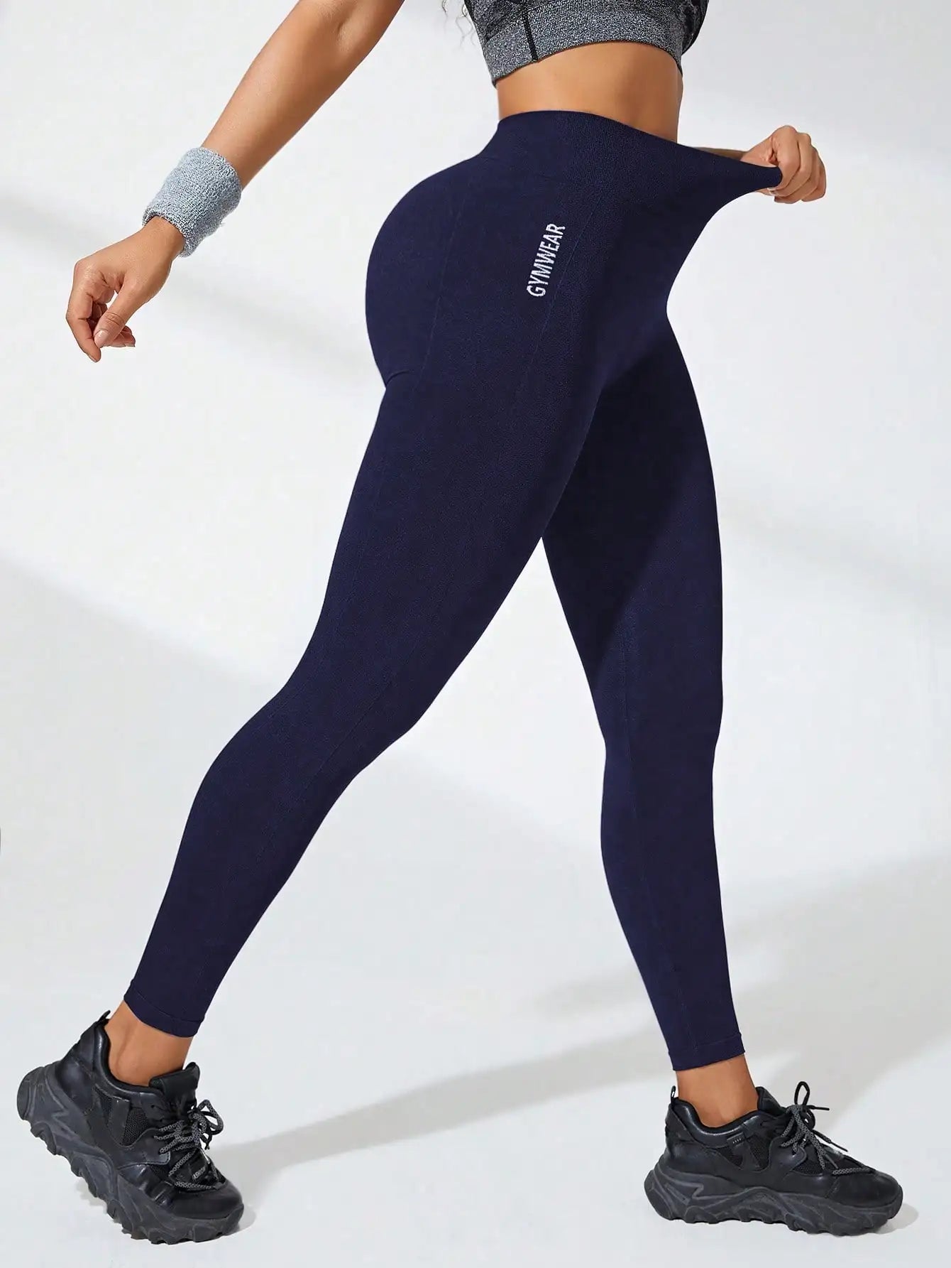 Leggings femininas de cintura alta, macias, com controle abdominal, modeladoras, pretas, para ioga, treino e corrida.