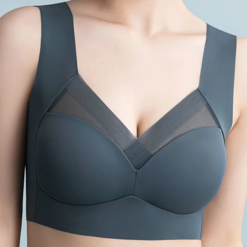 Sutiã sem costura para mulher, roupa íntima sem aro, sutiã acolchoado para dormir, sutiã de uma peça, confortável, sem costura.