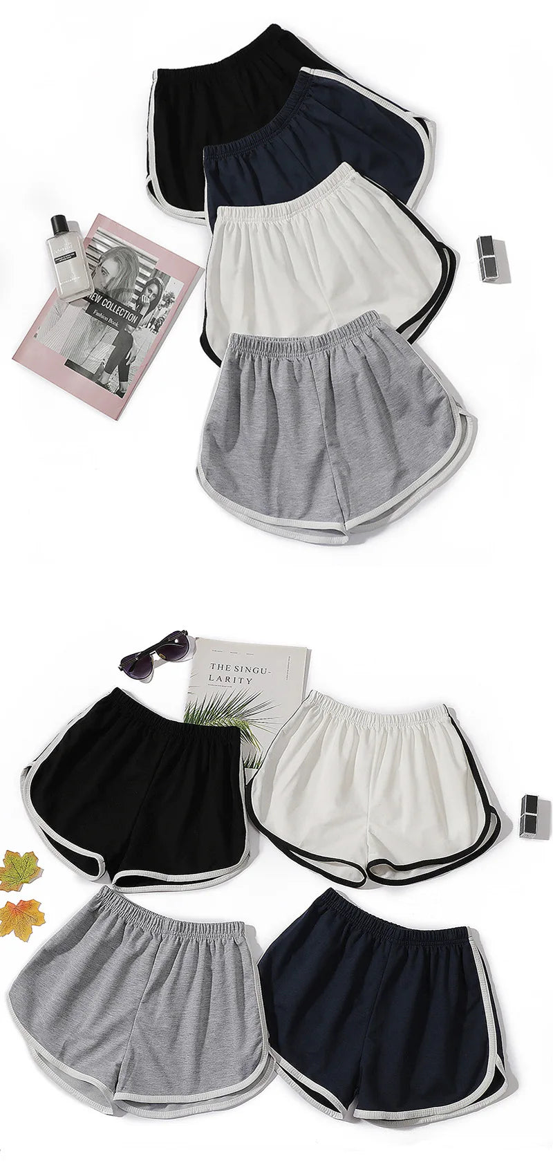 Shorts elásticos femininos, folgados, de secagem rápida, finos para corrida, fitness e lazer