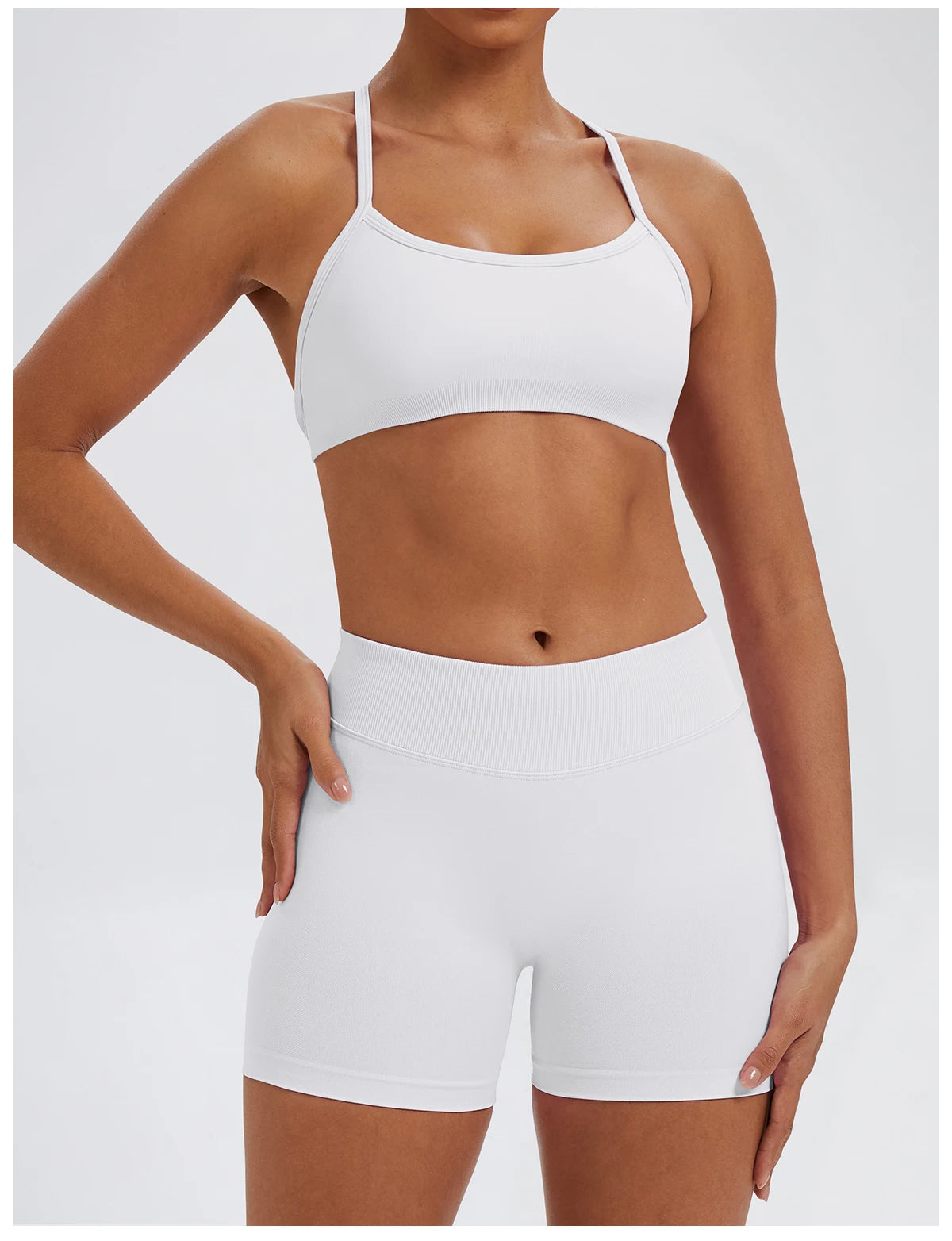 Conjunto Fitness Feminino de 2 Peças para Yoga e Academia – Top Esportivo e Legging de Cintura Alta Sem Costura para Treinos e Atividades Físicas