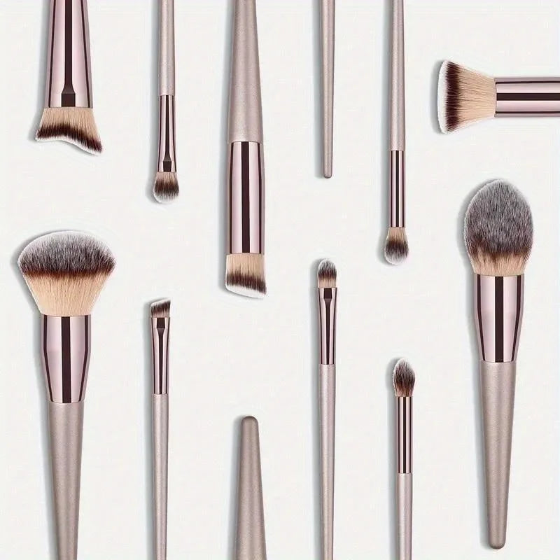 Conjunto completo de 10 pincéis de maquiagem na cor champanhe dourado