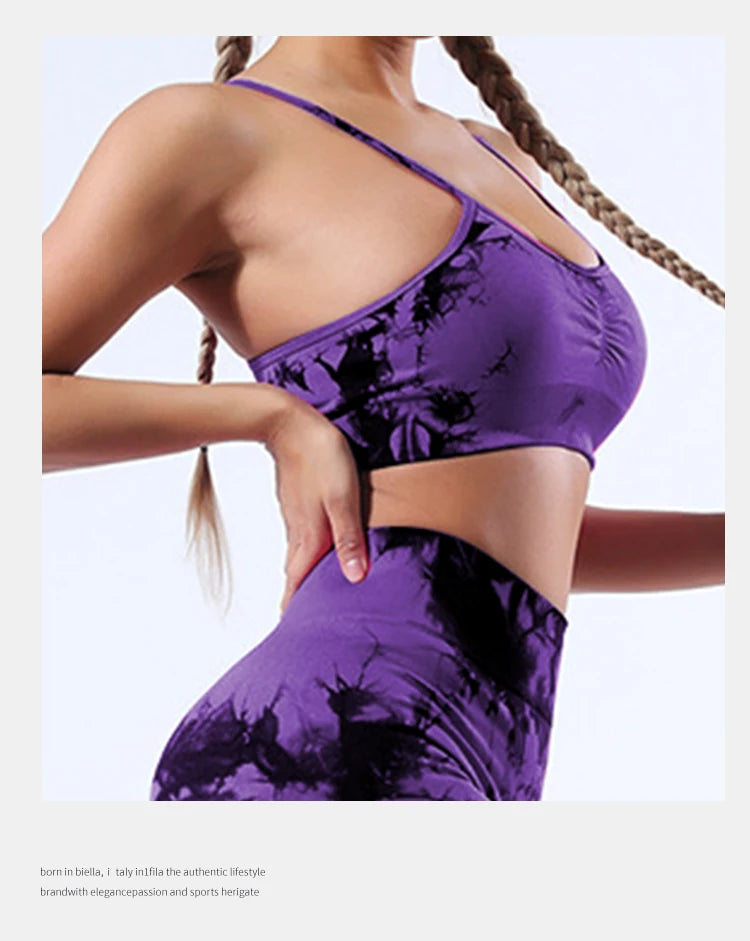 Colete feminino  com estampa tie-dye e alças sem costura, ideal para ioga, academia, esportes e corrida.
