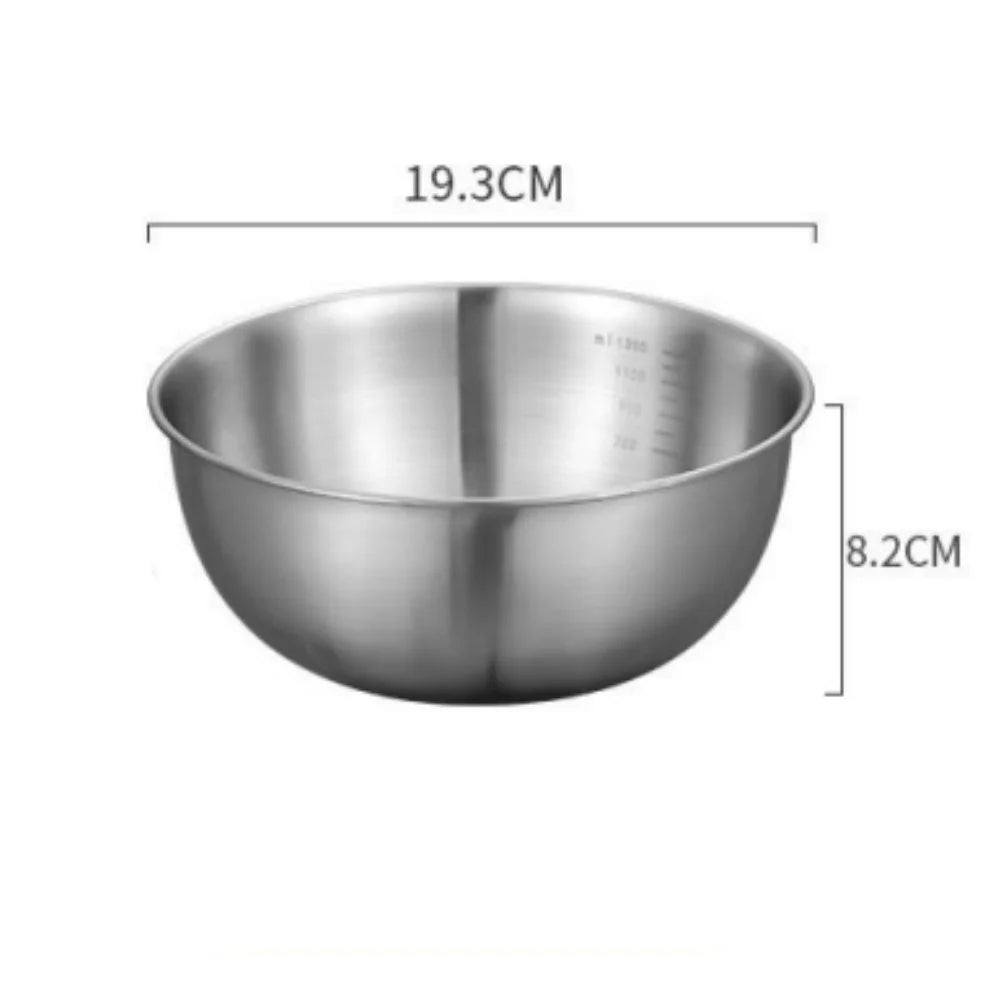 Conjunto de 1 a 3 Tigelas de Aço Inoxidável com Escala para Cozinhar, Assar e Armazenar Alimentos - Tigelas de Grande Capacidade para Misturar - Essenciais para a Cozinha Doméstica