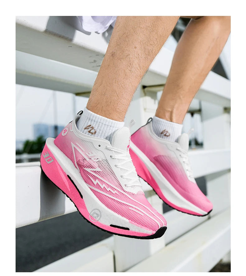 Tênis de corrida masculino com placa de carbono, antiderrapante, amortecido, confortável, para treino e corrida, tênis de tênis casual para mulheres.