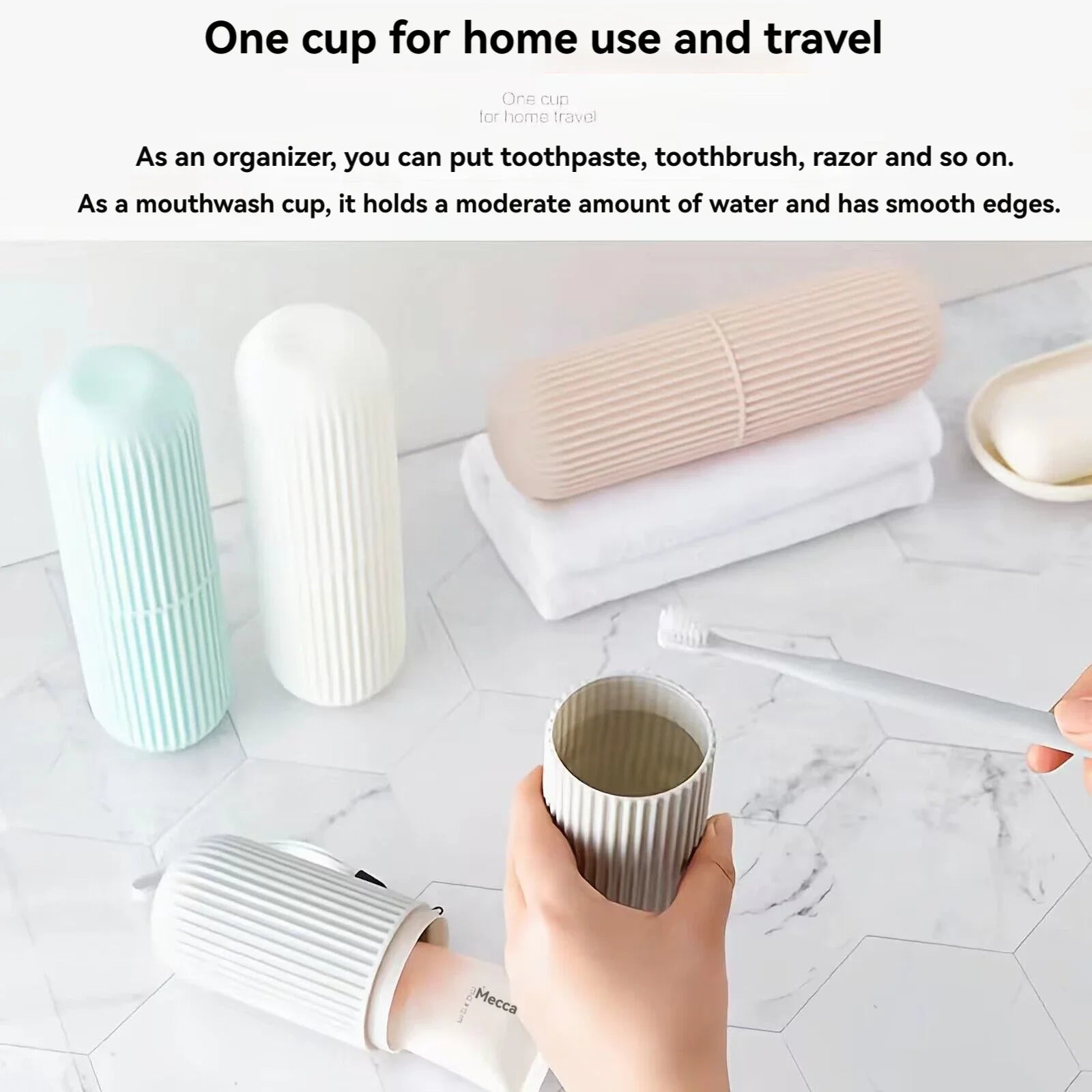 Estojo portátil para pasta de dente e escova de dentes, ideal para viagens e camping.