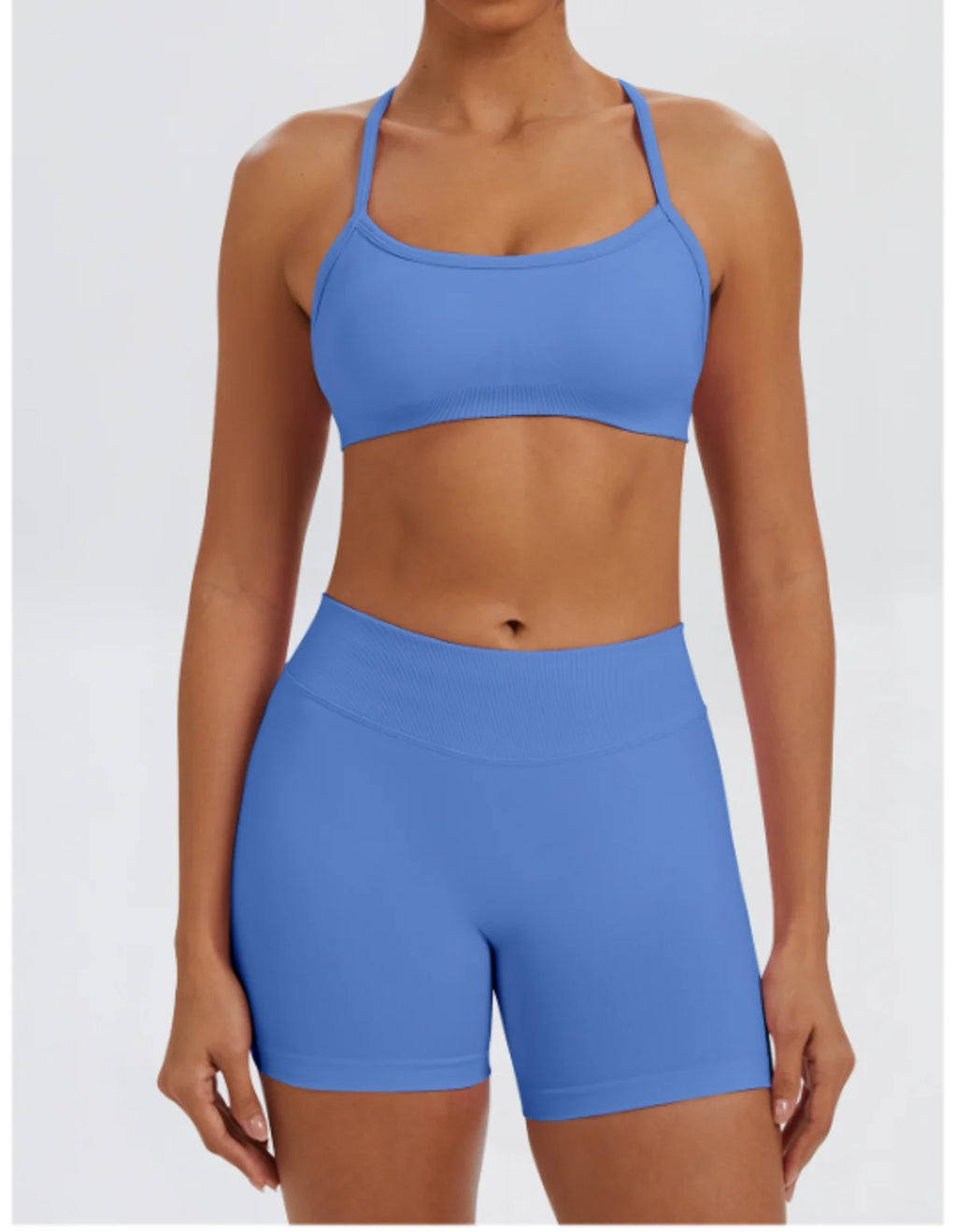 Conjunto Fitness Feminino de 2 Peças para Yoga e Academia – Top Esportivo e Legging de Cintura Alta Sem Costura para Treinos e Atividades Físicas