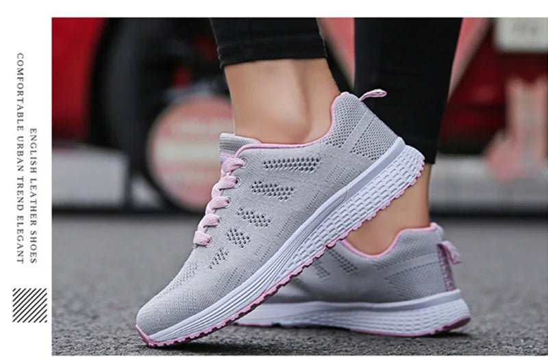 Sapatos casuais femininos, modernos, respiráveis, para caminhada, em mesh
