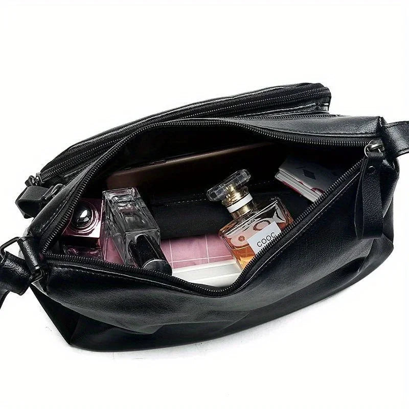 Bolsa feminina grande capacidade, multicamadas, leve
