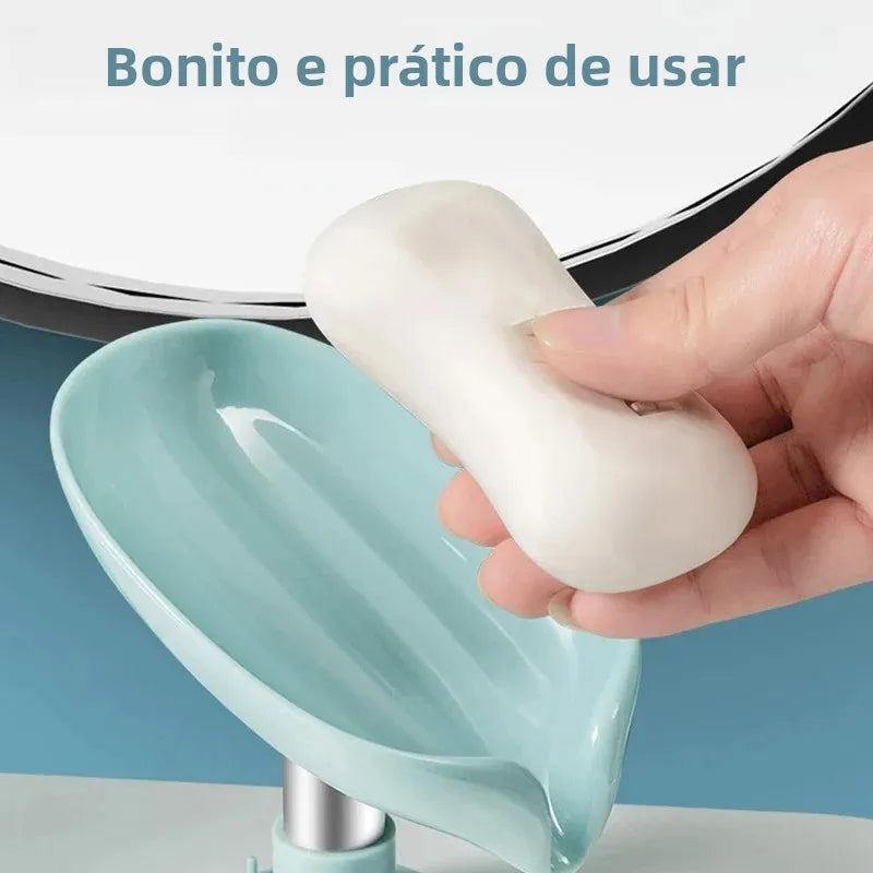 Suporte para sabonete em formato de folha, com ventosa, cozinha e banheiro (1 unidade)
