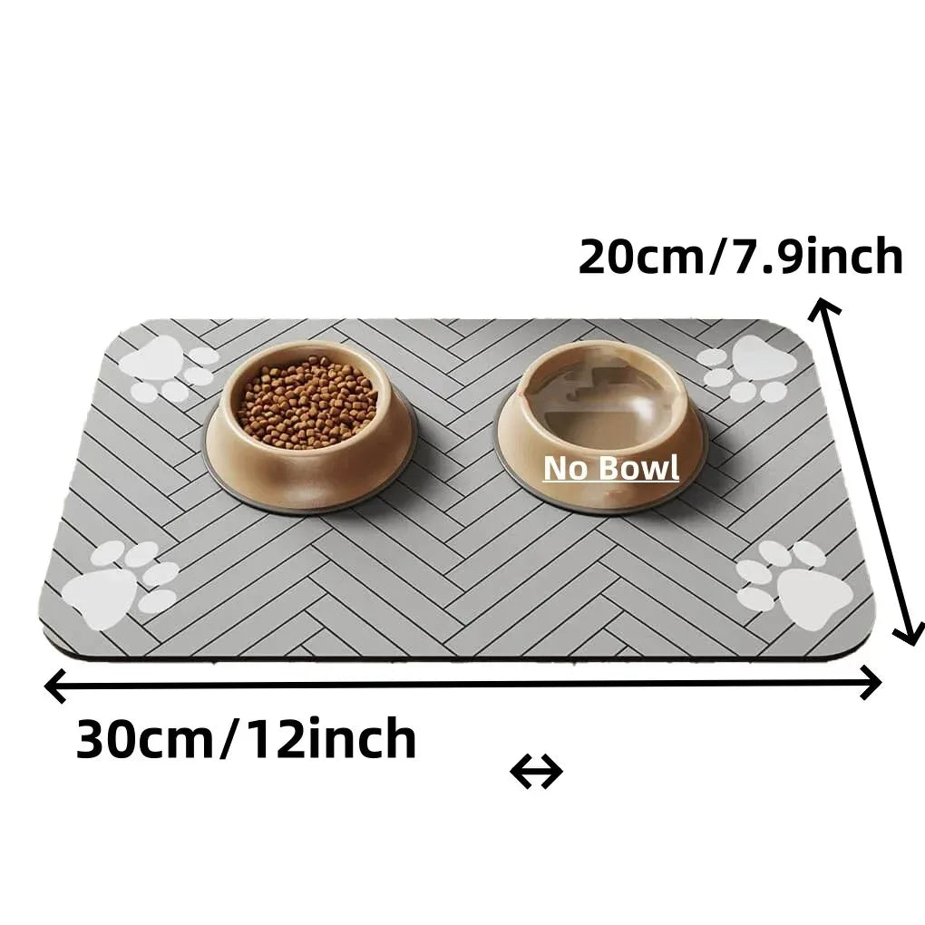 Tapete absorvente para alimentação de animais de estimação - Tapete de secagem rápida com base de borracha para cães e gatos, ideal para tigelas de comida e água.
