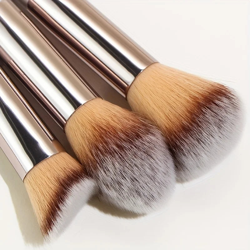 Conjunto completo de 10 pincéis de maquiagem na cor champanhe dourado