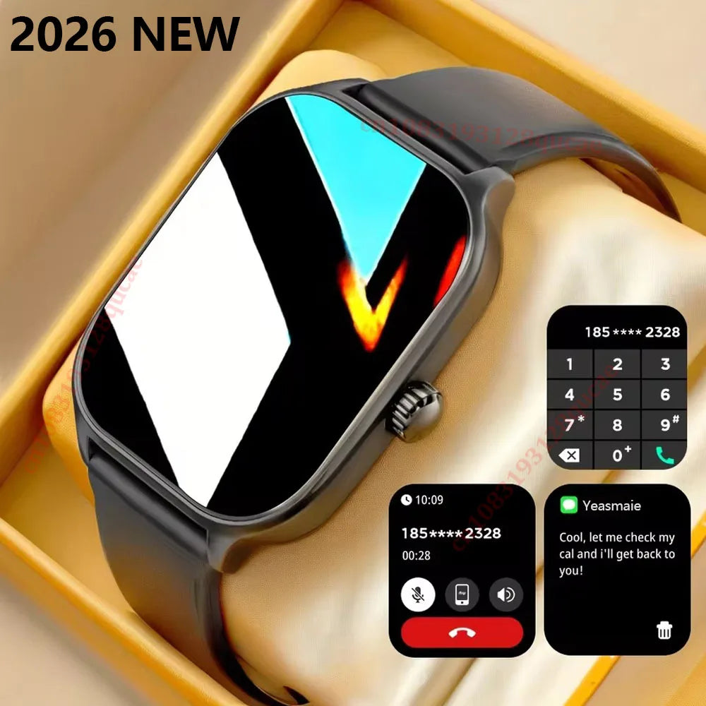 Smartwatch 2026 com tela colorida de 2,01 polegadas, compatível com Android e iOS, Bluetooth para atender chamadas, rastreador de atividades físicas
