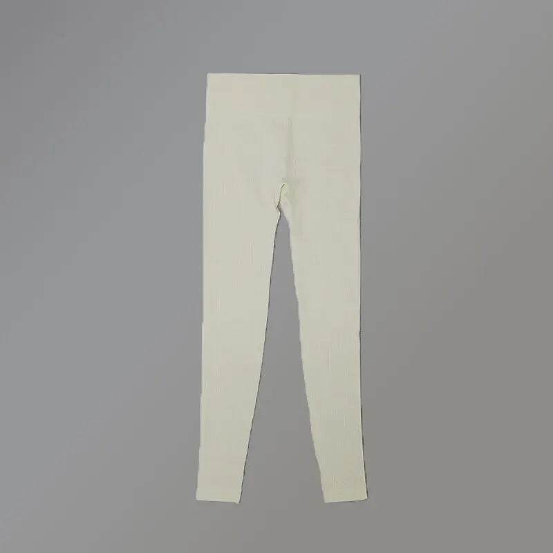 Calça Legging de Yoga Canelada de Cintura Alta para Mulheres – Sem Costura, com Controle de Abdômen, Ideal para Academia, Treinos e Atividades Fitness