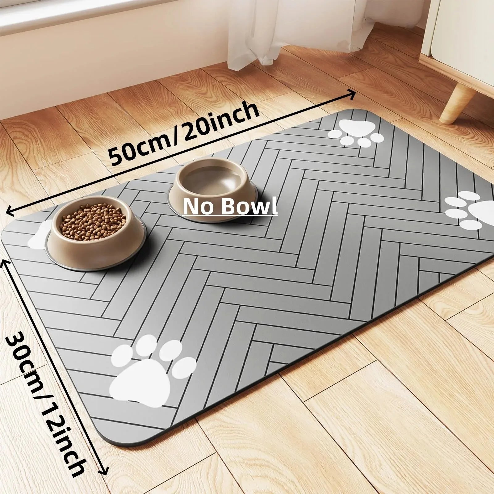 Tapete absorvente para alimentação de animais de estimação - Tapete de secagem rápida com base de borracha para cães e gatos, ideal para tigelas de comida e água.
