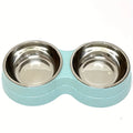 Conjunto de 1 Tigela Dupla em Aço Inoxidável para Cães e Gatos - Base Antiderrapante - Ideal para Água e Comida - Fácil de Limpar