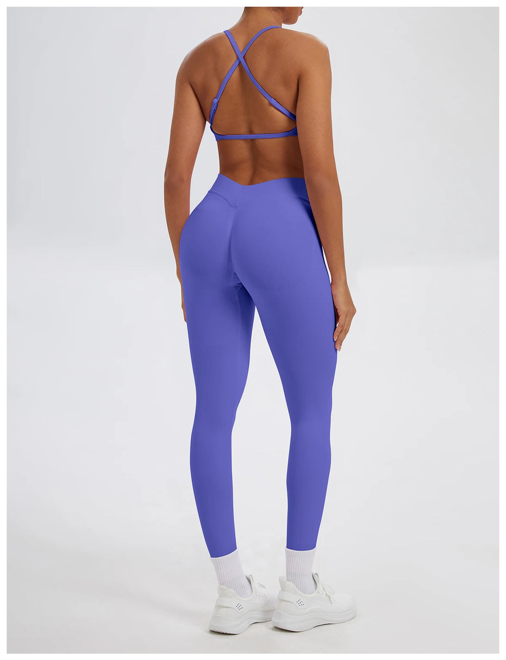 Conjunto Fitness Feminino de 2 Peças para Yoga e Academia – Top Esportivo e Legging de Cintura Alta Sem Costura para Treinos e Atividades Físicas