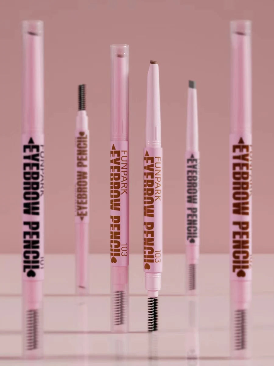 Lápis de sobrancelha 2 em 1 profissional, maquiagem para mulheres, 5 cores, à prova d'água, para sobrancelhas, com efeito tatuagem e longa duração.