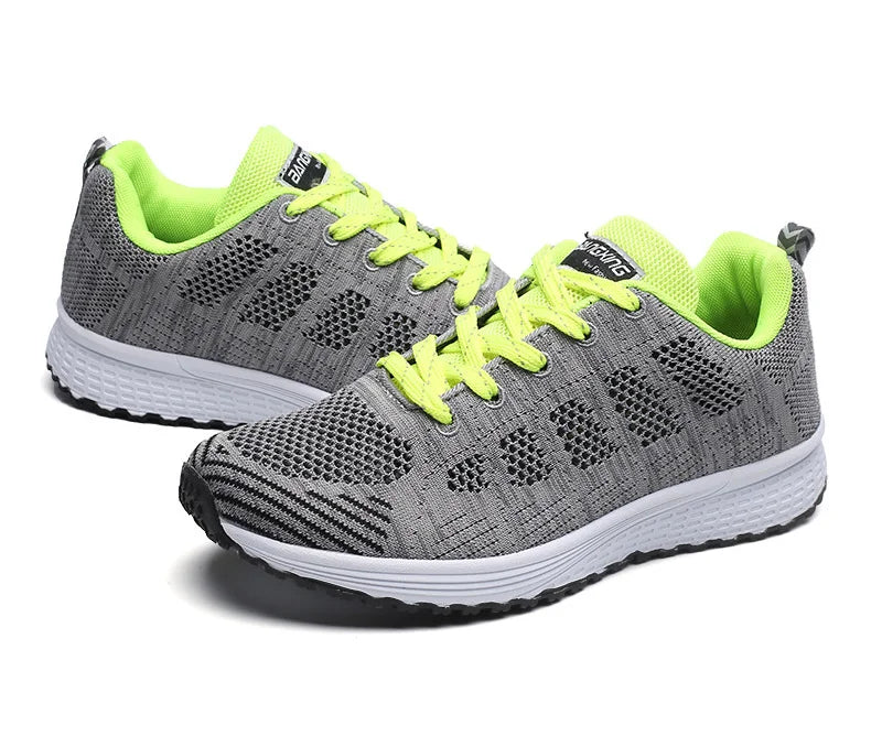 Sapatos casuais femininos, modernos, respiráveis, para caminhada, em mesh