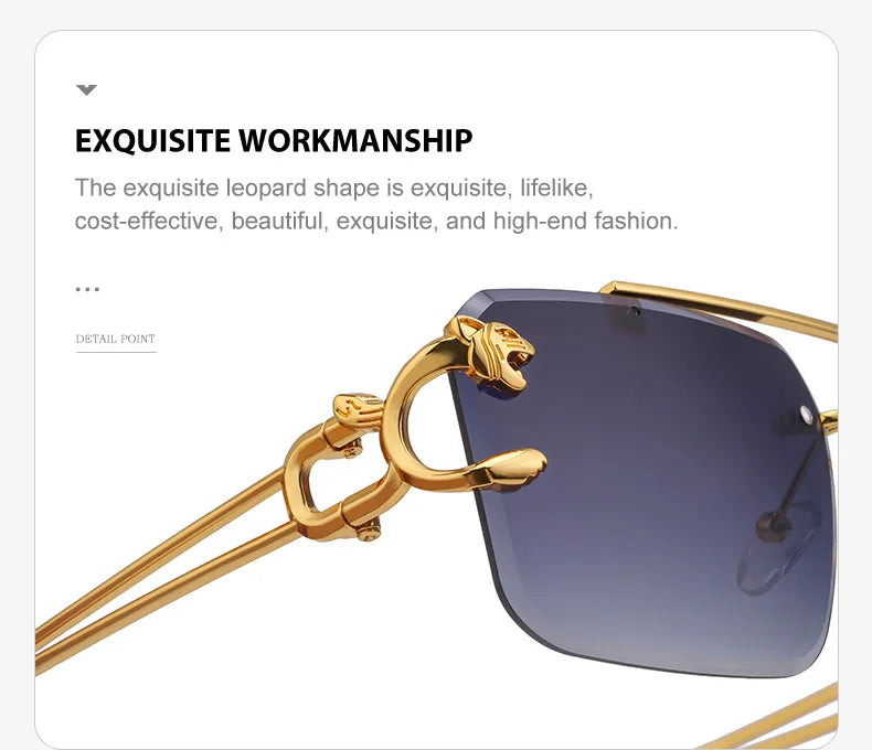 Óculos de Sol Fashion Metal Leopard Lentes Degradê Ocean Film e Proteção UV400