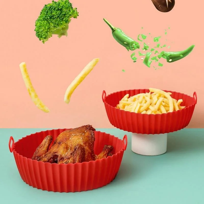 Forros de silicone para fritadeira a ar, panela de silicone reutilizável