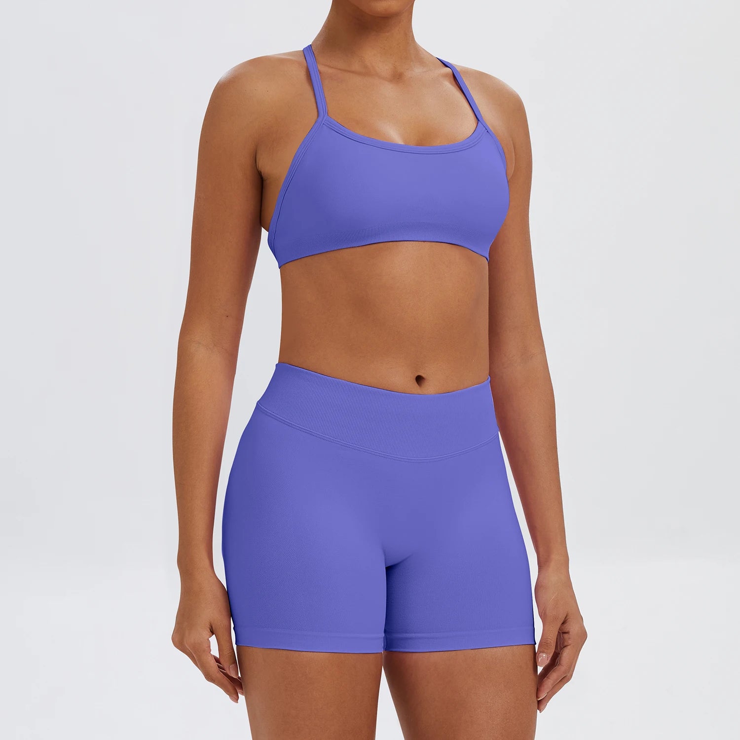Conjunto Fitness Feminino de 2 Peças para Yoga e Academia – Top Esportivo e Legging de Cintura Alta Sem Costura para Treinos e Atividades Físicas