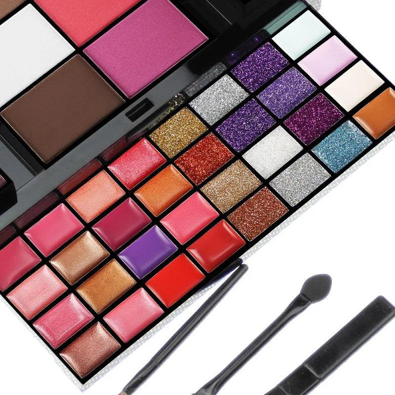 Paleta de Sombras Glitter com 40/74/78 Cores, Acabamento Matte, À Prova D'Água e Longa Duração