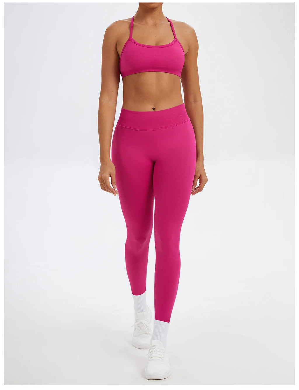 Conjunto Fitness Feminino de 2 Peças para Yoga e Academia – Top Esportivo e Legging de Cintura Alta Sem Costura para Treinos e Atividades Físicas