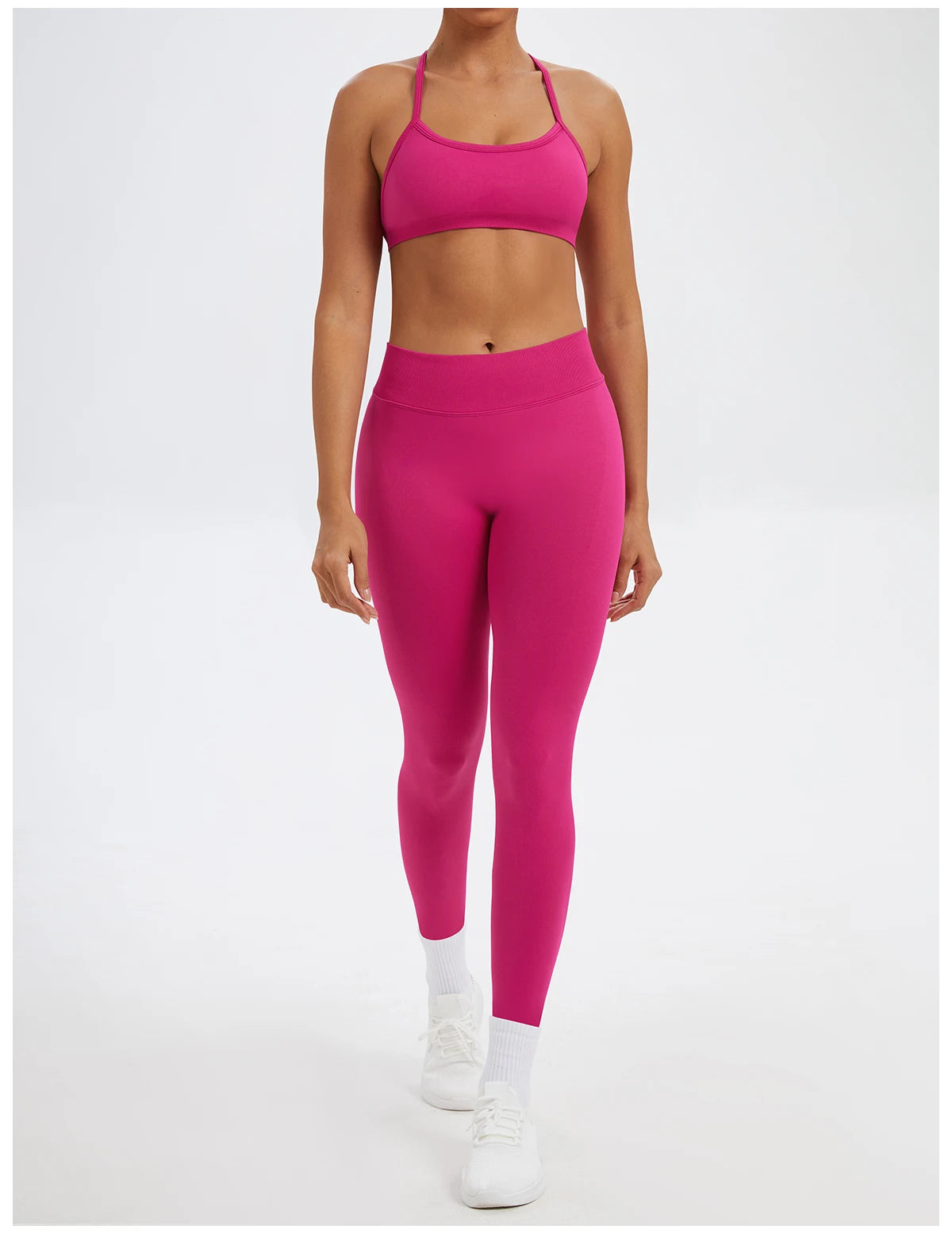 Conjunto Fitness Feminino de 2 Peças para Yoga e Academia – Top Esportivo e Legging de Cintura Alta Sem Costura para Treinos e Atividades Físicas
