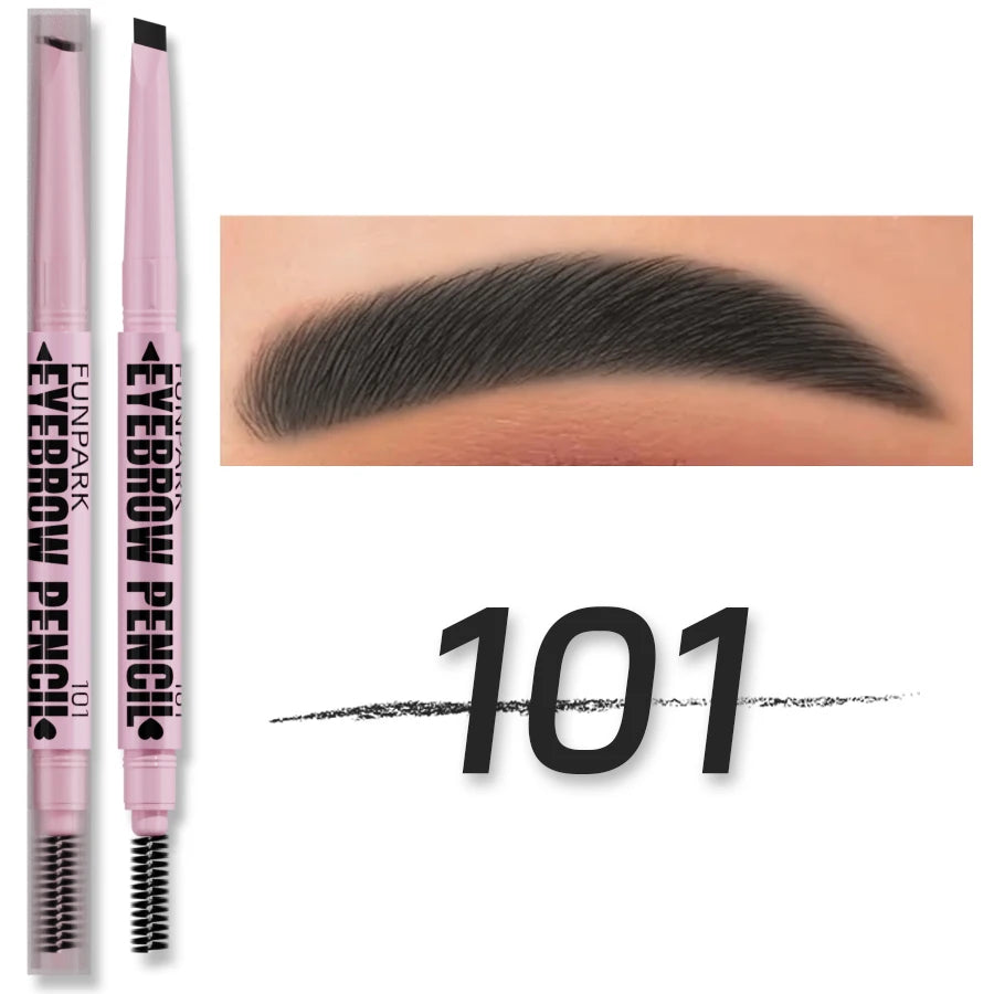 Lápis de sobrancelha 2 em 1 profissional, maquiagem para mulheres, 5 cores, à prova d'água, para sobrancelhas, com efeito tatuagem e longa duração.