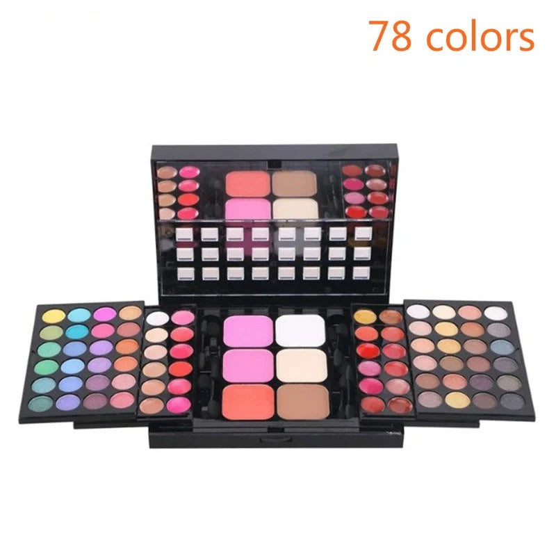 Paleta de Sombras Glitter com 40/74/78 Cores, Acabamento Matte, À Prova D'Água e Longa Duração
