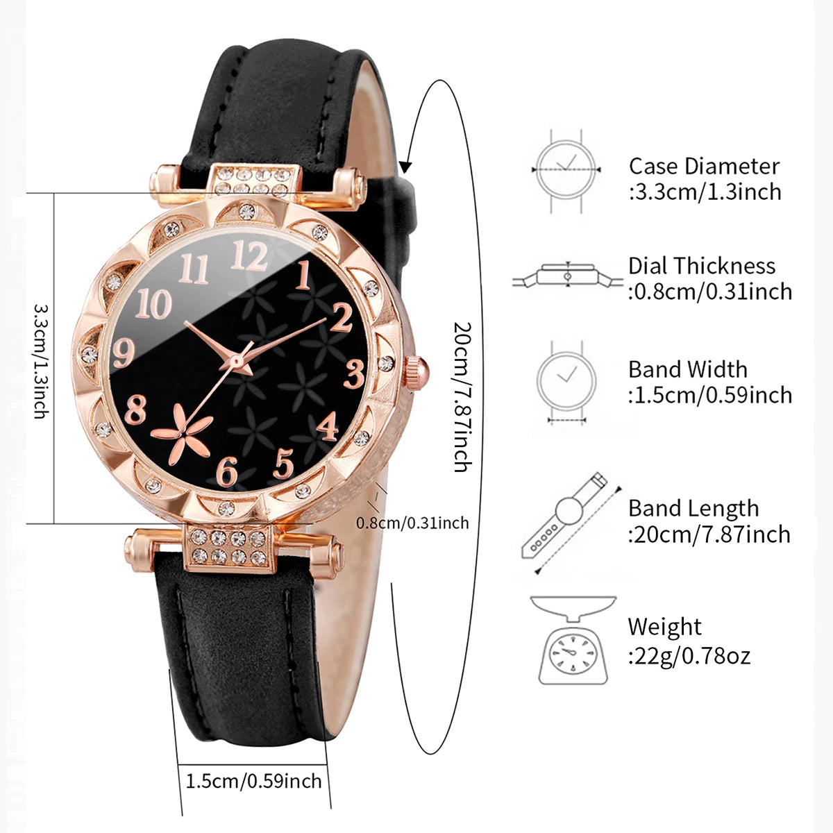 Conjunto de 2 relógios femininos com pulseira