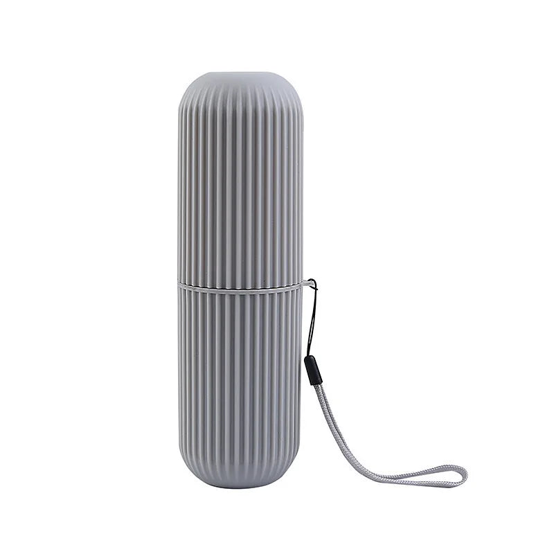 Estojo portátil para pasta de dente e escova de dentes, ideal para viagens e camping.