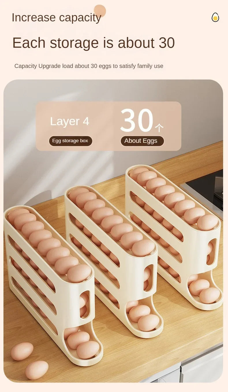 Organizador de Ovos com Rolagem Automática para Geladeira – Economia de Espaço e Organização Inteligente 🥚✨🏠📦