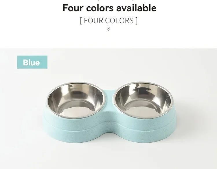 Conjunto de 1 Tigela Dupla em Aço Inoxidável para Cães e Gatos - Base Antiderrapante - Ideal para Água e Comida - Fácil de Limpar