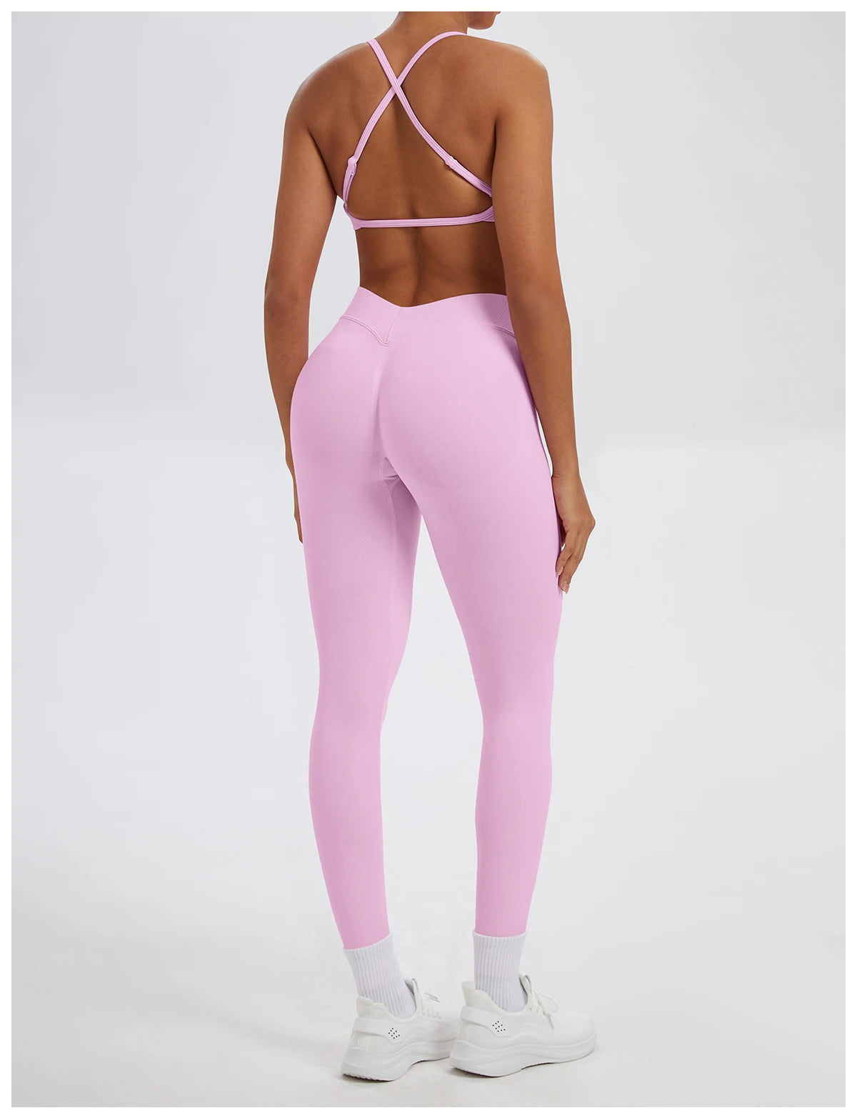Conjunto Fitness Feminino de 2 Peças para Yoga e Academia – Top Esportivo e Legging de Cintura Alta Sem Costura para Treinos e Atividades Físicas