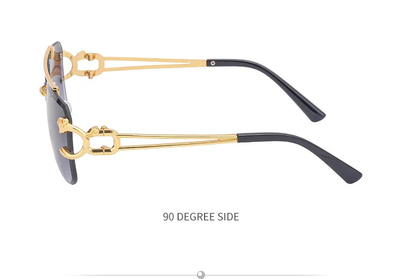 Óculos de Sol Fashion Metal Leopard Lentes Degradê Ocean Film e Proteção UV400