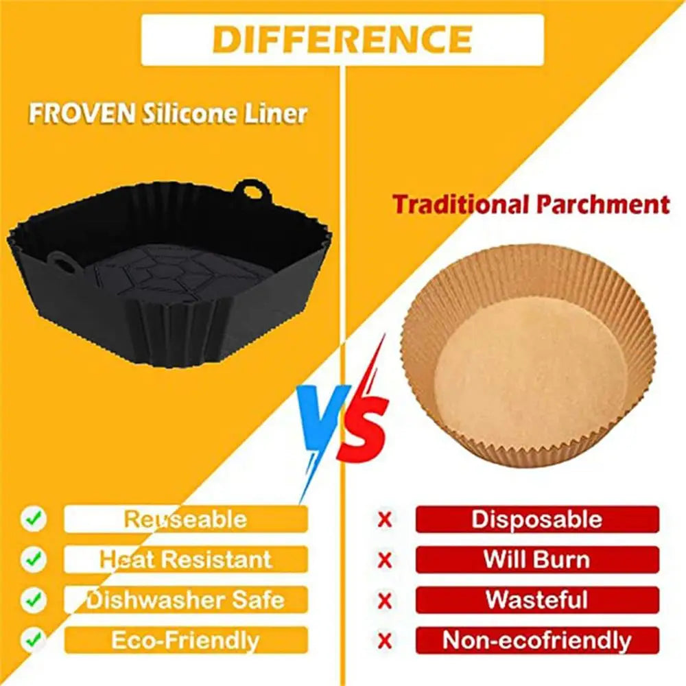 1 unidade de forro de silicone quadrado para fritadeira a ar, reutilizável