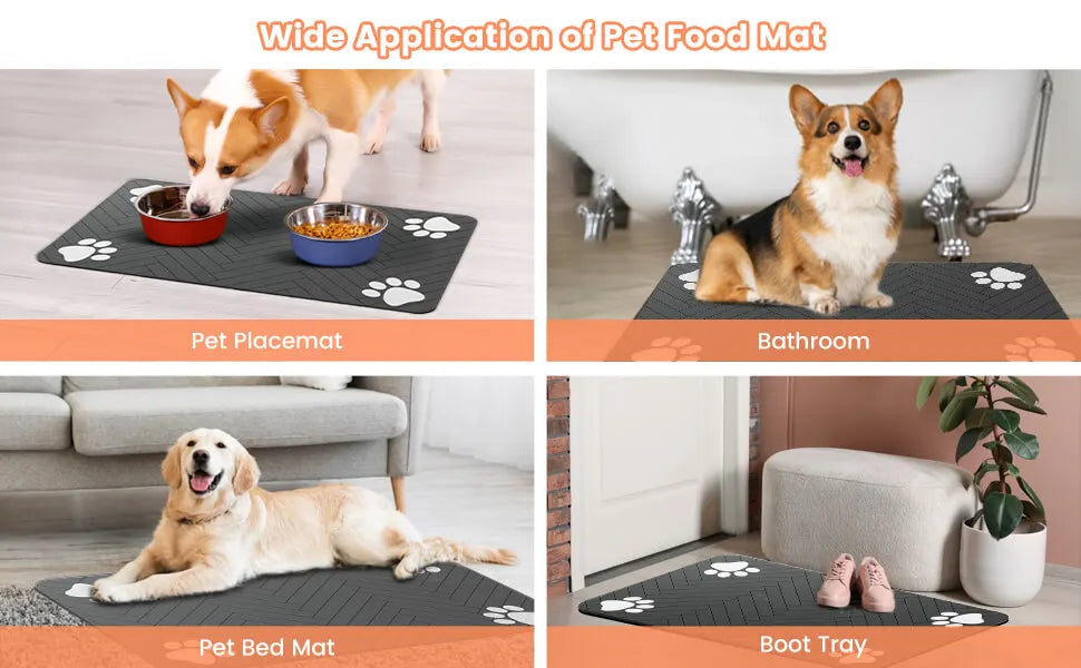 Tapete absorvente para alimentação de animais de estimação - Tapete de secagem rápida com base de borracha para cães e gatos, ideal para tigelas de comida e água.