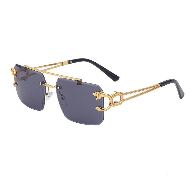 Óculos de Sol Fashion Metal Leopard Lentes Degradê Ocean Film e Proteção UV400